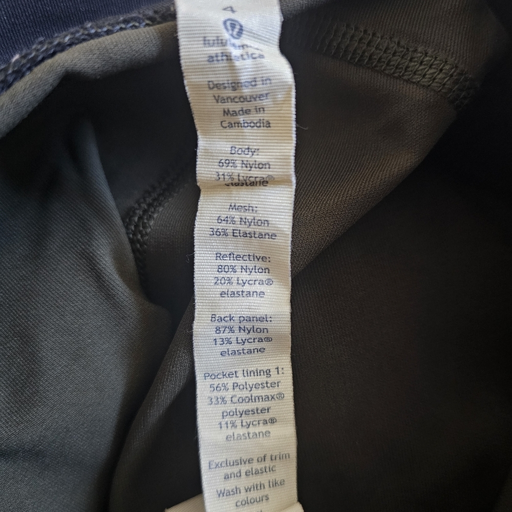 Lululemon smooth stride cropped leggings olive/black size 4
